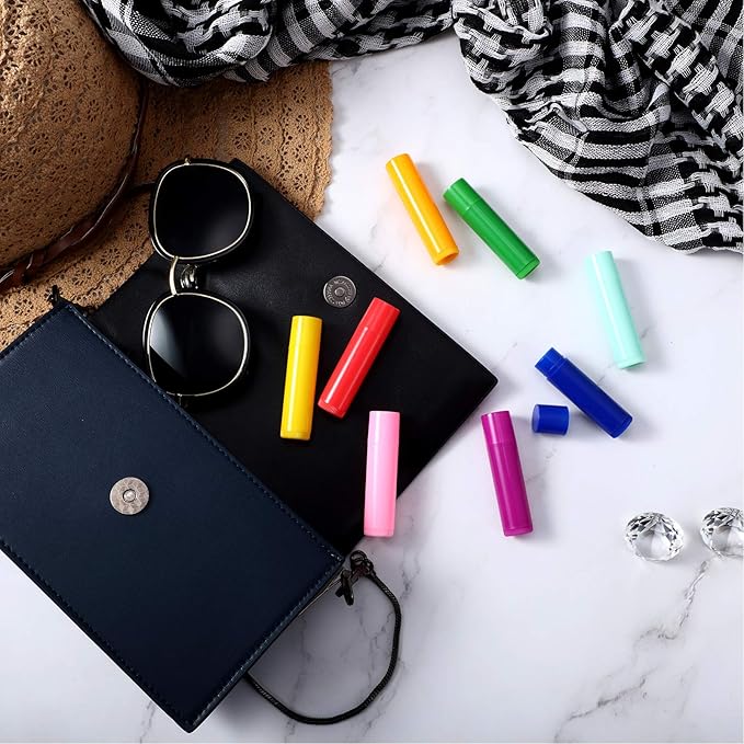 32 Pieces 5ml Empty Lip Gloss Tubes Refillable Lip Gloss Bottles Rotatable Lip Balm Container Tubes Plastic Lipstick Tube DIY Lip Gloss Balm Tube Holder for DIY Lipstick Cosmetic Samples, 8 Colors