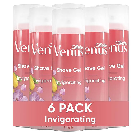 Gillette Venus Invigorating Mango & Hibiscus Scented Shave Gel, Women’s Shaving Cream, 7 oz Pack of 6 (42 oz total)