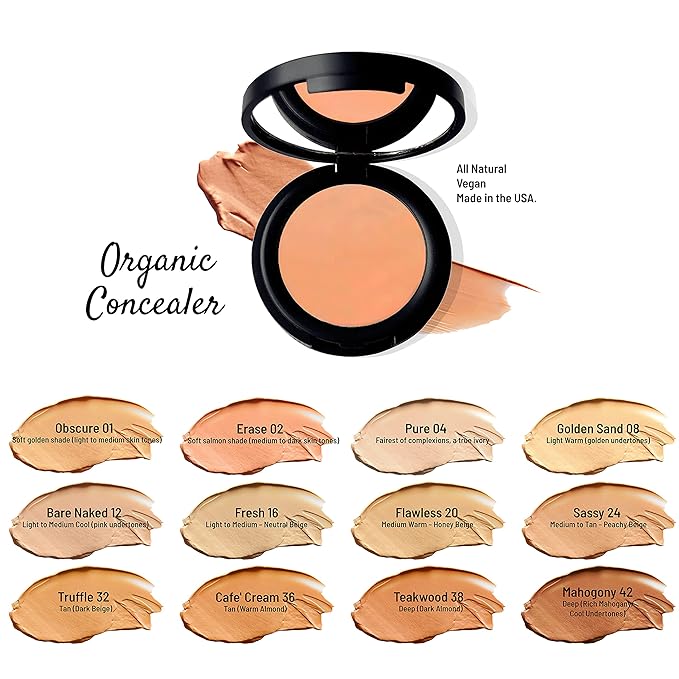 Mom's Secret 100% Natural Concealer, Organic, Vegan, Gluten Free, Cruelty Free, Made in the USA, 0.11 oz. (Golden Sand 08)