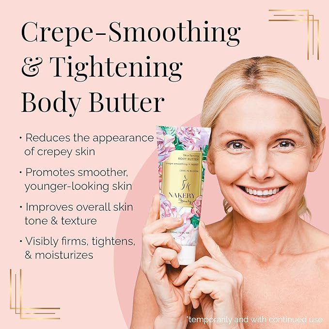 Nakery Body Butter Anti Aging Moisturizer - Body Cream Skin Tightening Cream & Neck Firming Cream, Moisturizing Cream & Neck Tightening Cream for Body & Face Cream for Dry Skin 300ml (Love in Bloom)