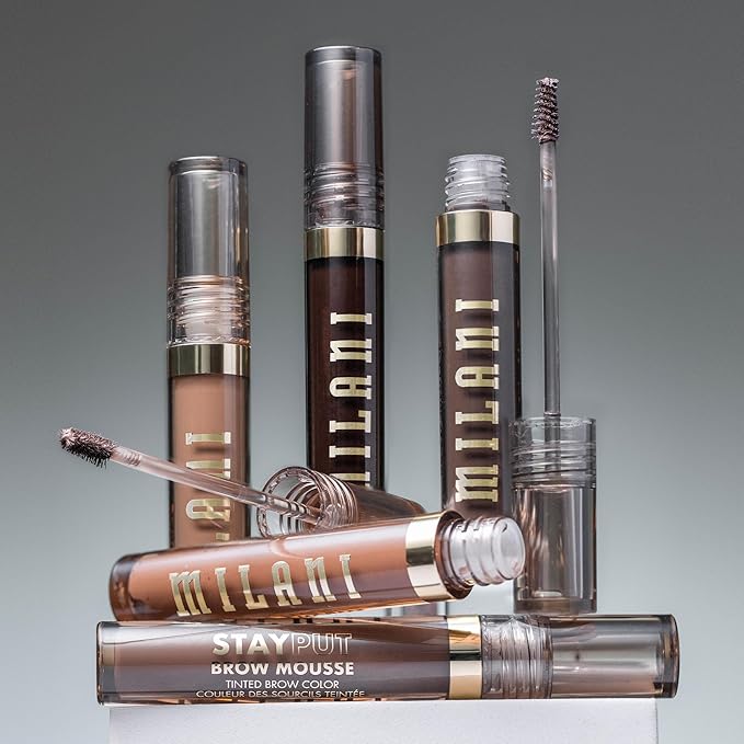 Milani Brow Tint- Stay Put Tinted Brow Mousse, Nourishing, High-Pigment infused with Shea Butter, Jojoba Seed Oil & Panthenol Vitamin B5 - Brown Black