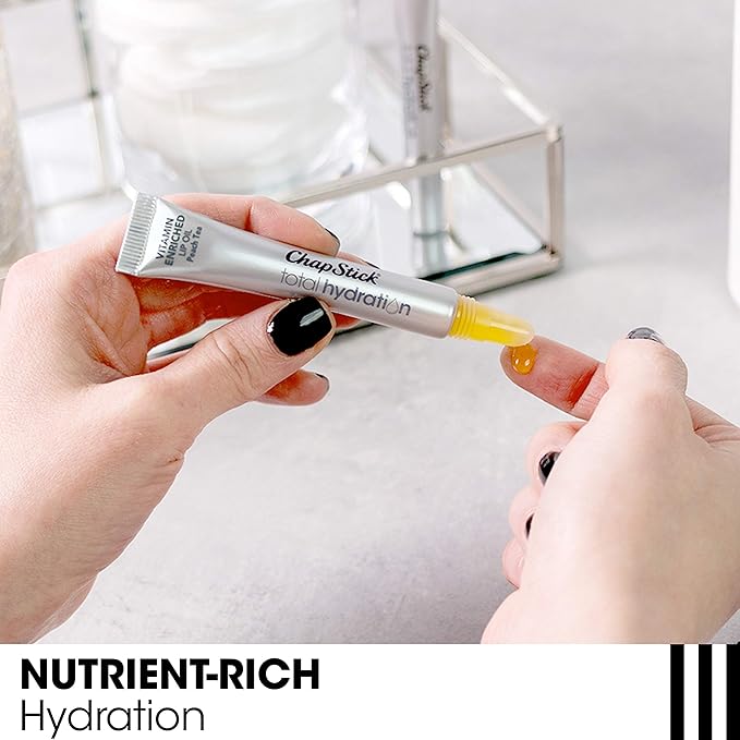 Chapstick Total Hydration VitaminEnriched Lip Oil Lip Care Oz, Non-Tinted, Peach Tea, 0.23 Ounce