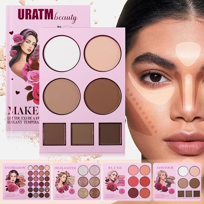 4-Layer Multi - Functional Beauty Book Kit- Style Makeup Palette Ingeniously Combines Eyeshadows, Blushes, Highlighters, Contour Powders In One,Best Choice for A Gift for Women (U103A)
