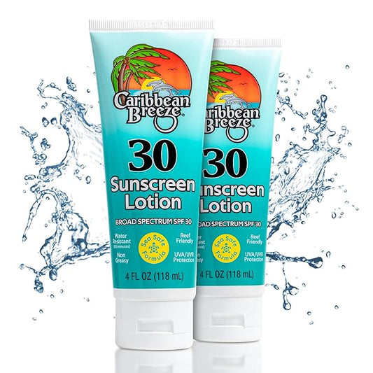 Reef Friendly Sunscreen SPF 30 Lotion, Mango Lime Scent Body Sunscreen Lotion, Rich in Anti Oxidants, Water Resistant Up to 80 Minutes, Broad Spectrum Body Lotion with Sunscreen, 4 oz, 2 Pack