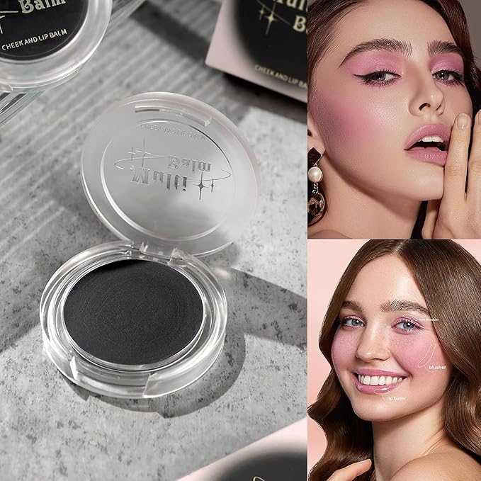 Black Cream Blush, Color Changing Blush For Cheeks & Lips Balm Tint Black Clear Color Change pH Magic Waterproof Gel Cheek Blendable Multi-Use Balm