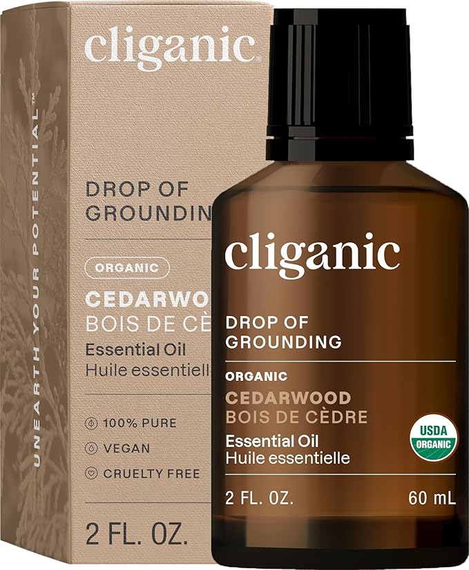 Cliganic Organic Cedarwood Essential Oil - 100% Pure Natural for Aromatherapy Diffuser | Non-GMO Verified (Packaging May Vary)