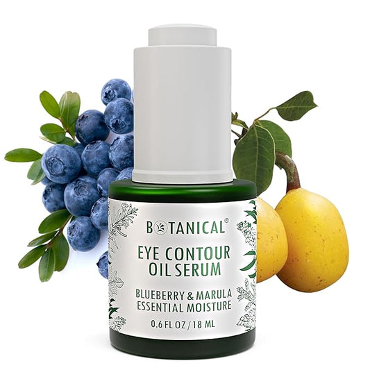 Botanical Eye Contour Oil Serum | Blueberry & Marula Oil | Organic, Pure, Natural Skincare (0.6 fl oz | 18 ml)