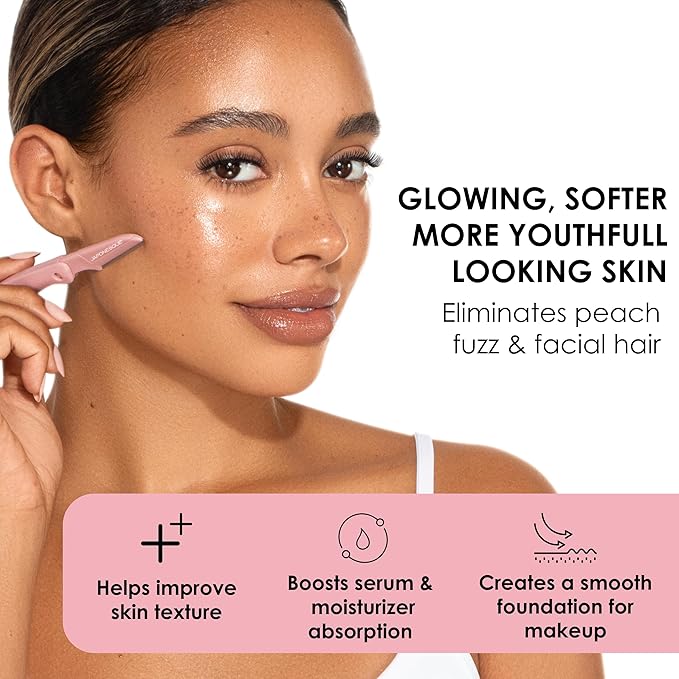 JAPONESQUE Foldable Dermaplaner Facial Razors - 3 Piece Set, Eyebrow And Facial Hair Razor Kit - One Blade Fixed Dermaplane Razor For Women Multicolor