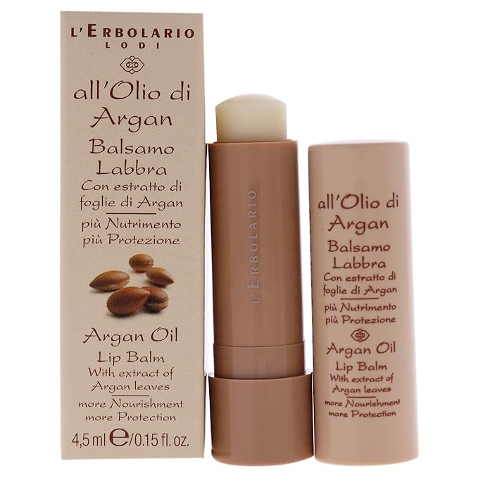 L'Erbolario Argan Oil Lip Balm - For Lips That Are Always Soft And Protected - Nourishing And Compacting Properties - Contains Extract Of Argan Leaves - Natural Origin Ingredients - 0.15 Oz