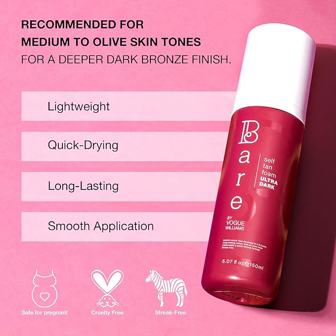 Ultra Dark Tan Self-Tanning Foam - Suitable for All Skin Types - Self Tanner for Face & Body - Long-Lasting Fake Tan - 150ML