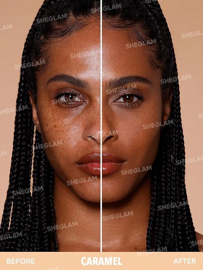 SHEGLAM SKin-Focus Full Coverage Powder Foundation Oil-Control Lightweight Face Pressed Powder Makeup-Honey