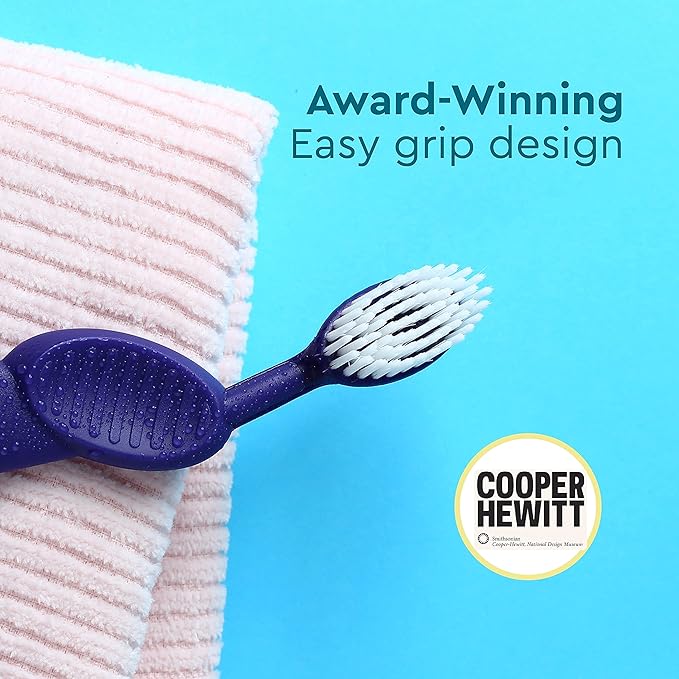 RADIUS Toothbrush, Flex Brush, Soft Bristles, Right Handed, Black Brush with White Bristles, BPA Free & ADA Accepted, Pack of 1