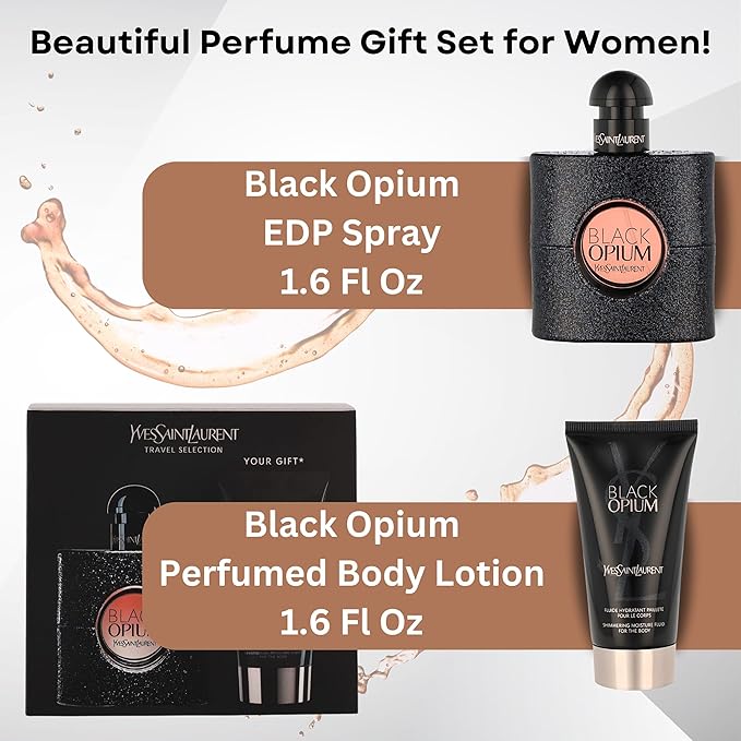 Black Opium by Yves Saint Laurent Eau de Parfum Spray 50ml & Shimmering Moisturising Fluid 50ml