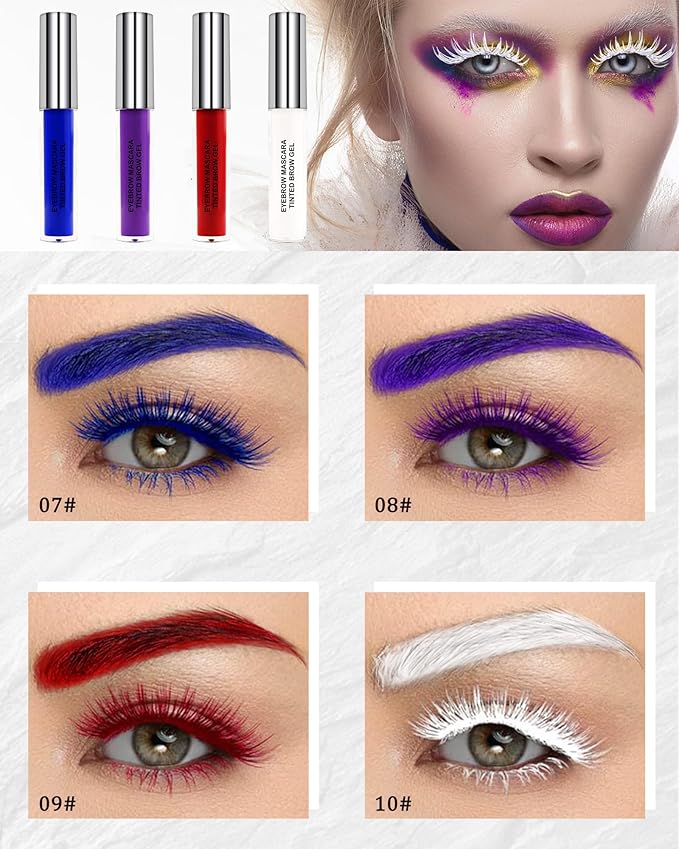 Tinted Eyebrow Mascara Gel- 1Pcs Long-lasting Waterproof Smudge-proof Blue Brow Glue Colored Liquid Mascara,Tinted Brow Filler Curling Mascara, Women's Day Eye Makeup Gift for Women Girl-07