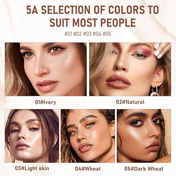 2PCS Long-Lasting Concealer Foundation Stick, Full Coverage Foundation Stick, 2-in-1 Contouring foundation with Brush, Cover Blemishes for All Skin Types (03#Light skin)