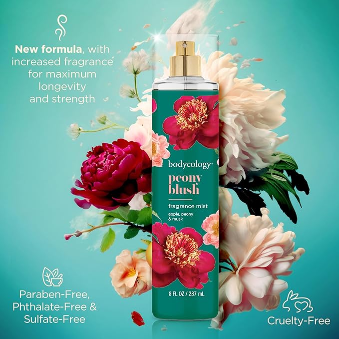 Bodycology Long-Lasting Fragrance Body Mist, Peony Blush, 8 fl oz