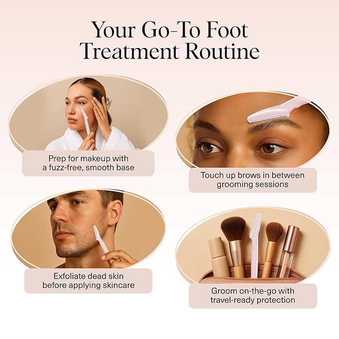 Kitsch Dermaplane Razor for Women Face - Face Razors for Women and Men - Eyebrow Trimmer, Shaver, Recycled Plastic Dermaplaning and Skin Care Tool - Blush, 6 pcs