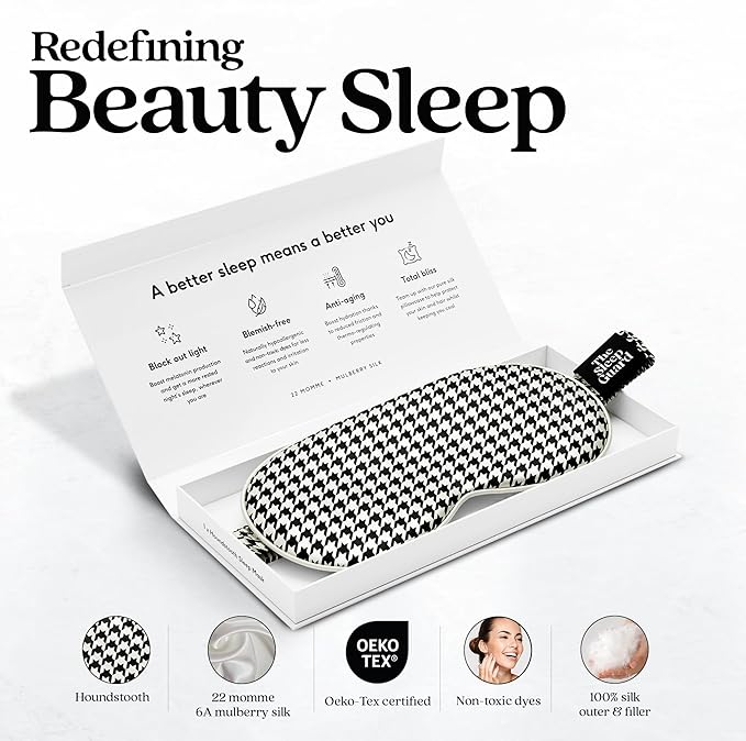 Pure Silk Sleep Mask [100% 6A Mulberry Silk, 22 Momme] Light Blocking Travel Essentials. Eye Masks for Sleeping. Black Oeko-Tex Blindfold. Eye Covers for Men & Women