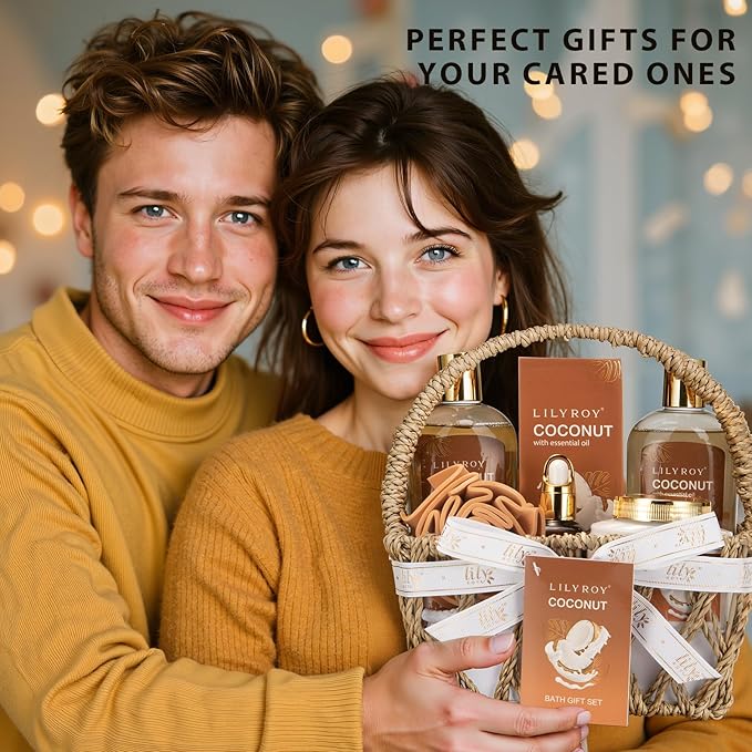 Mothers Day Gifts for Mom - 7Pcs Luxury Bath & Body Gift Basket Set for Women & Men, Perfect Gift with Bath Bomb | Christmas, Father's Day, Birthday Gifts for Her & Him, All Occasion Holiday Present