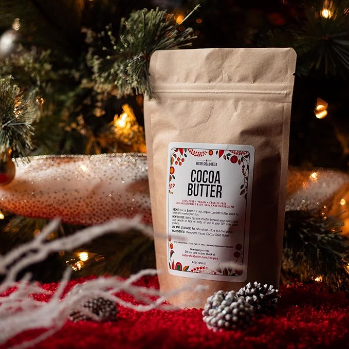 Better Shea Butter Raw Cocoa Butter - Unrefined, 100% Pure, Food Grade - Use for Cocoa Lip Balm, Stretch Marks Cream, Cacao Butter Cream, Scars Oil, Whipped Lotion - Skin & Hair Moisturizer 1LB Block