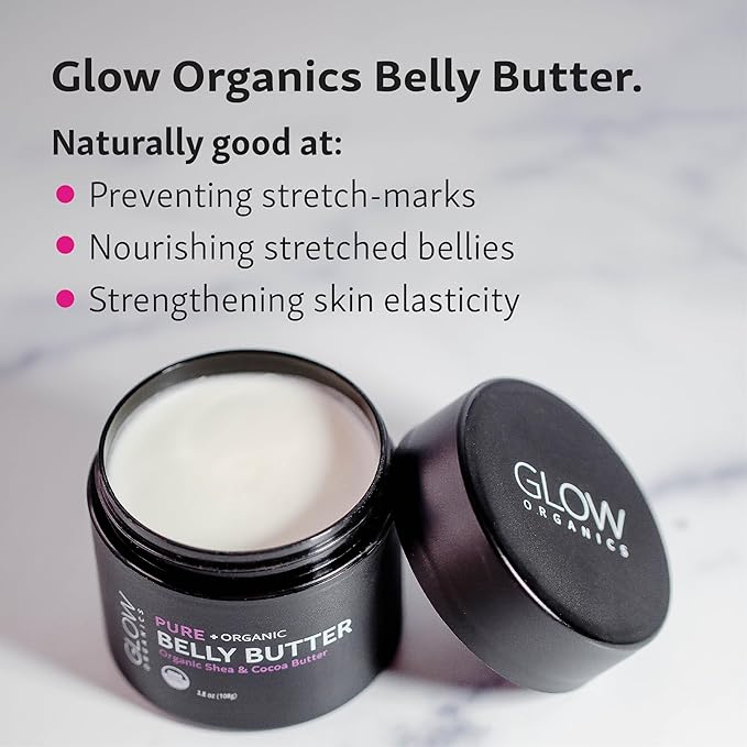 Belly Butter for Pregnancy, 100% Organic Stretch Mark Cream, Maternity Skincare for Itchy Skin & Scars, Safe Daily Ritual for Moms, 3.8oz