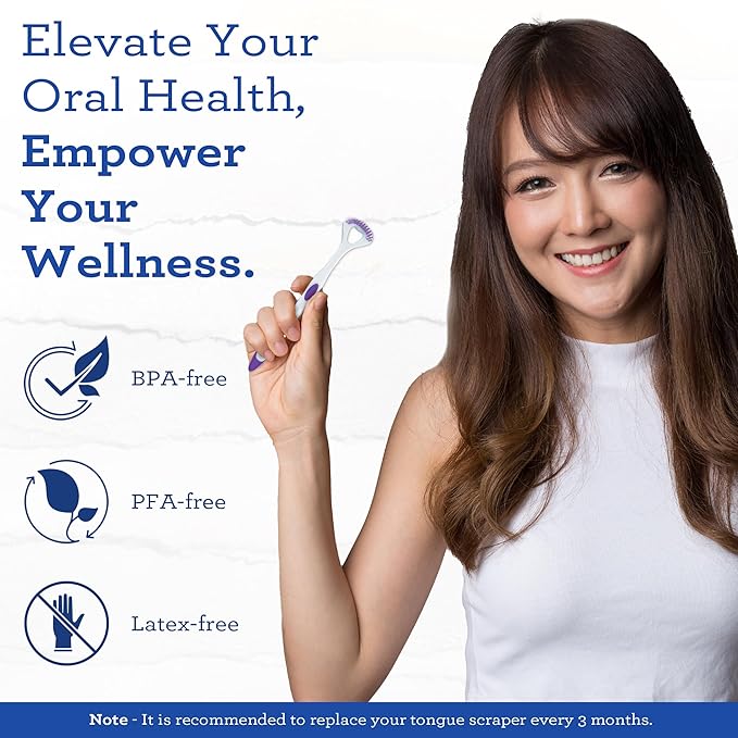 GuruNanda Dual Action Tongue Scraper (1 Pack), 2-in-1 Tongue Scraper & Soft Bristled Brush, Deep Cleans & Fights Bad Breath - Color Varies