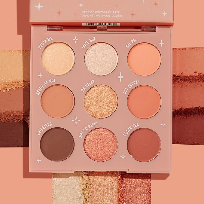 ColourPop Eyeshadow Palette - Eye Makeup Palette with Matte, Metallic, Matte Sparkle & Glitter Finishes - High-Pigment Eye Makeup with a Long-Wearing Formula - Peach Out (0.3 oz)