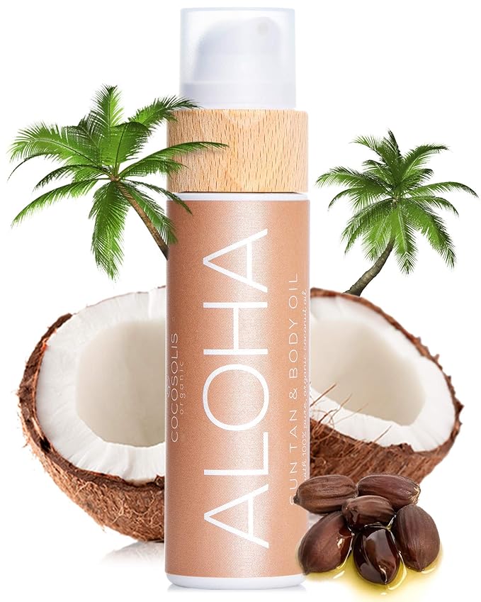 COCOSOLIS ALOHA Sun Tan & Body Oil | Organic Tanning Bed Lotion | Get Healthy Deep Chocolate Tan | Tanning Accelerator with 5 Precious Oils to Make Your Skin Glowing & Revitalized (110 ml)