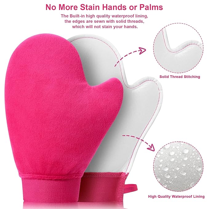 Self Tanning Mitt Applicator - 4 in 1 Self Tanner Mitt Applicator, Back Tanning Mitts Self Tanner Mitt Tanning Glove for Self Tan Mitt Sunless Tanner Mitt Applicator Tan Mit Tanning Brush