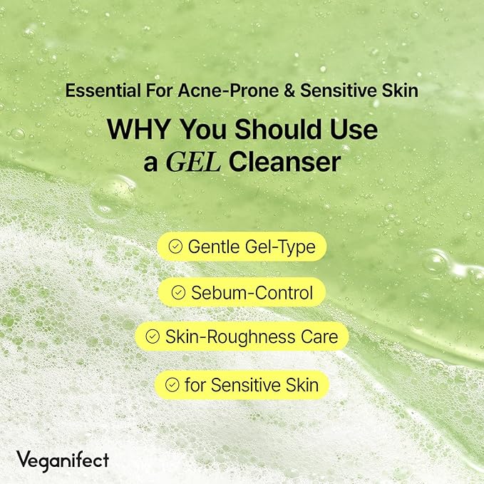 Gel Cleanser, Big Size, Gentle Exfoliation and Face cleanser for Sensitive Skin, Korean Skin Care, Vegan, 6.93 Fl Oz