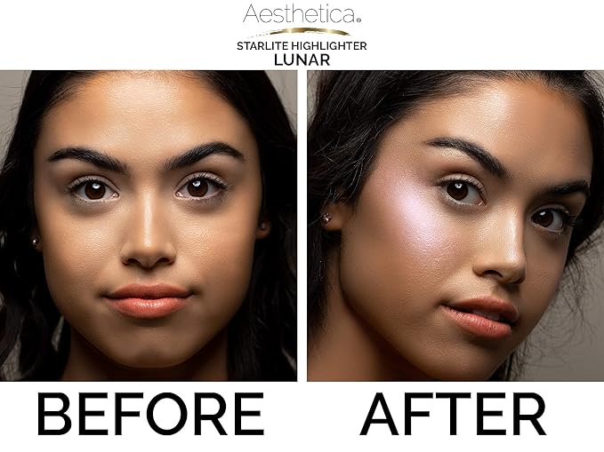 Aesthetica Starlite Highlighter - Metallic Shimmer Highlighting Makeup Powder - Lunar (Shimmering Lavender)