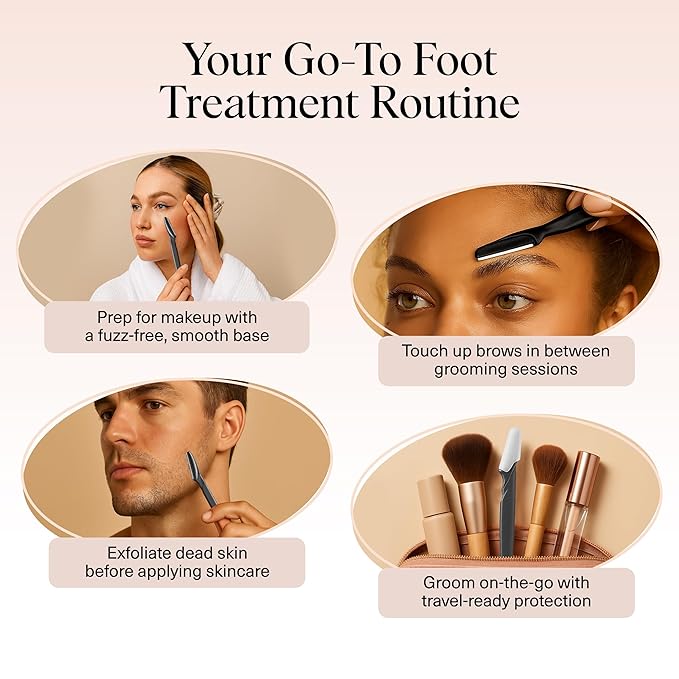 Kitsch Dermaplane Razor for Women Face - Face Razors for Women and Men - Eyebrow Trimmer, Shaver, Recycled Plastic Dermaplaning and Skin Care Tool - Black, 12 pcs