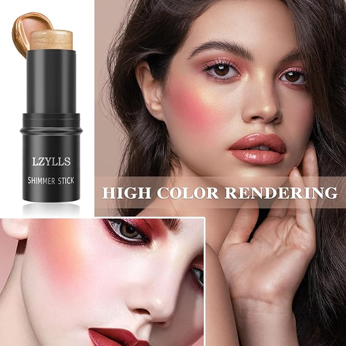 Cream Blush Stick with Brush,Waterproof Multi Cream Blush Skin Q3