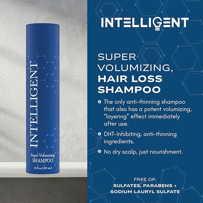Intelligent Super Volumizing Hair Loss Shampoo - Strengthens Weakened Hair and Maximizes Volume | 10 fl oz (290 ml)