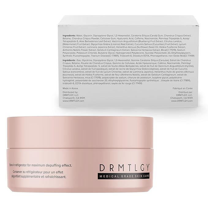 DRMTLGY Brightening Eye Masks (30 Pairs) - Caffeine Eye Masks for Dark Circles and Puffiness with Hyaluronic Acid, Eye Patches for Puffy Eyes