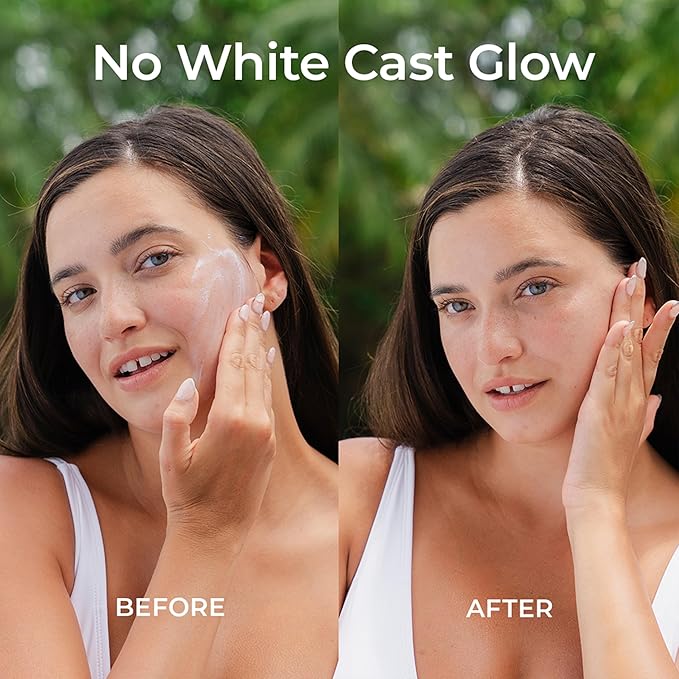 SPF 50 with Algae, Aloe & Antioxidants, Broad Spectrum Sunscreen Non-Aerosol, Hawaii Reef Compliant - Octinoxate, Oxybenzone & Petroleum Free (Save Face Single, 1PK)