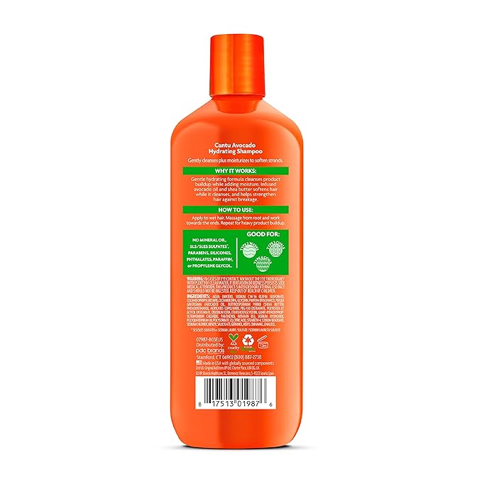 Cantu Avocado Hydrating Sulfate-free Shampoo with Pure Shea Butter, 13.5 oz (Pack of 2)