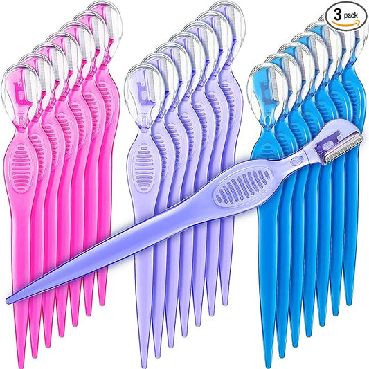 Mudder 21 Pcs Eyebrow Razor Eyebrow Shaver Facial Razor Multipurpose Face Trimmers with Precision Cover for Women Makeup Care Tools(Rose Red, Blue, Purple)
