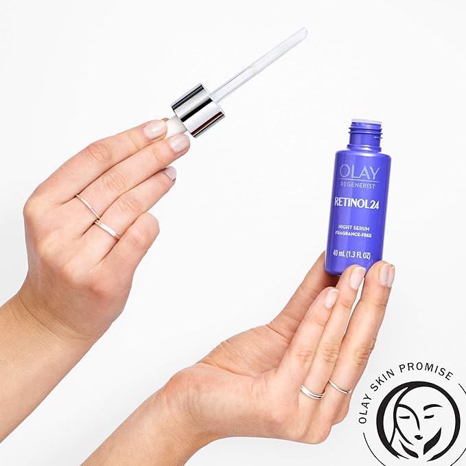 Olay Regenerist Retinol Face Serum, Retinol 24 Night Face Serum, 1.3oz + Whip Face Moisturizer Travel/Trial Size Gift Set