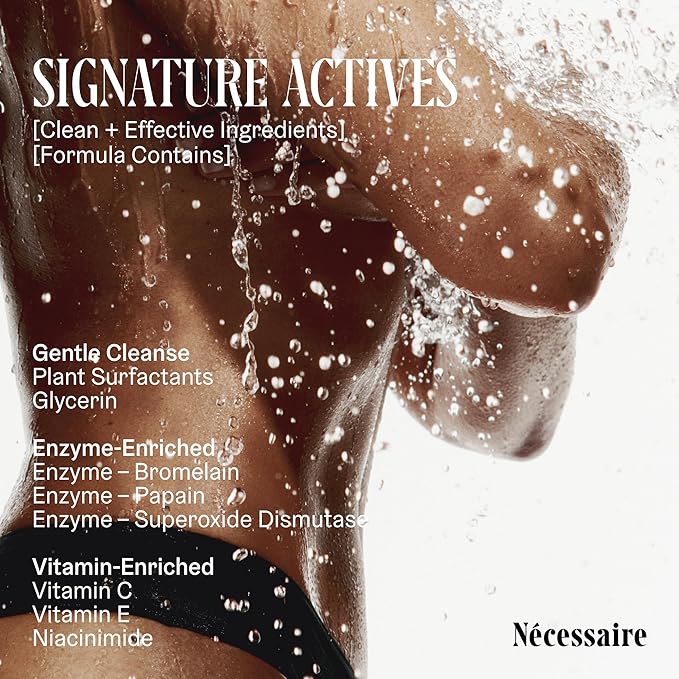 Nécessaire The Body Wash Olibanum. Natural Body Wash for Women + Men. Radiance Cleanse. Multi-Enzyme Gel Cleanser for Dull Skin. Notes of Vanilla, Fig Leaf, and Cassis Buds. 8.4 Fl Oz.