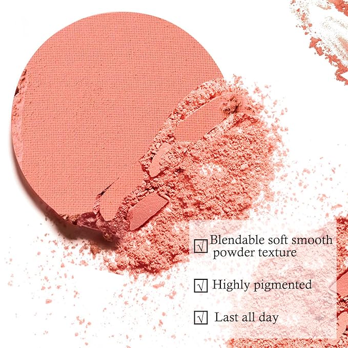 Boobeen Single Color Blush Face Blush Palette Matte Easily, Lightweight