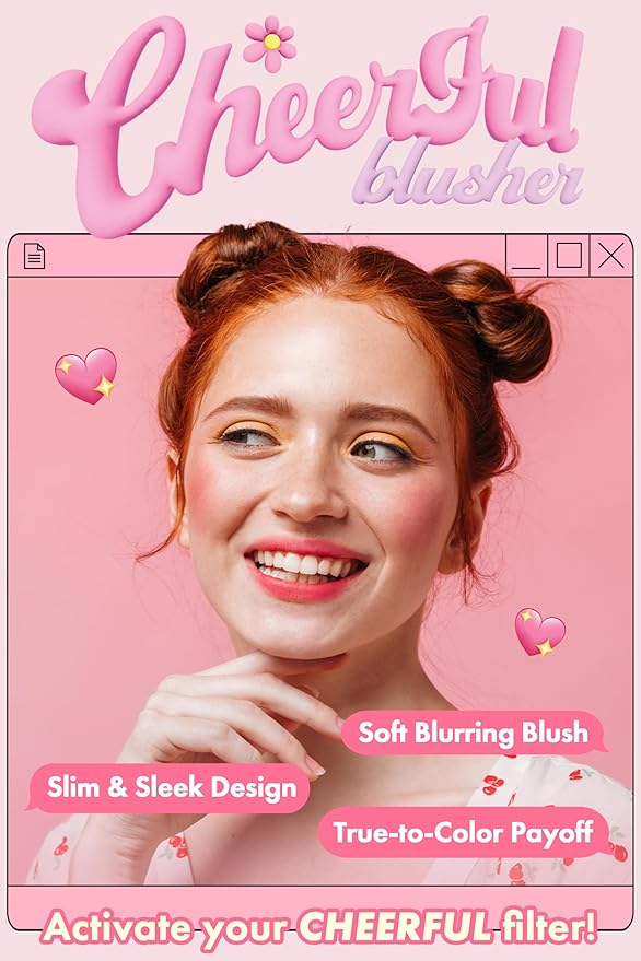 Cheerful Blusher | Pure Pink Blush for Cheeks (01 Lycheeful) 14 Oz