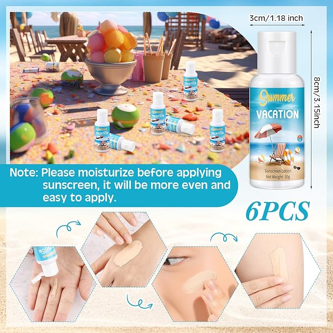 6 Pcs Wedding Sunscreen Bulk Travel Size Sunscreen SPF 50 Mini Sunscreen with Zinc Oxide Titanium Dioxide for Wedding Party Gifts(Summer Vacation)