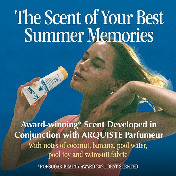 Vacation Classic Sunscreen Lotion SPF 50 & Air Freshener Bundle, Water-Resistant, Lightweight, Transparent on All Skin Tones, Dermatologist-Tested, Vegan, Travel Size, 3.4 Fl. Oz.