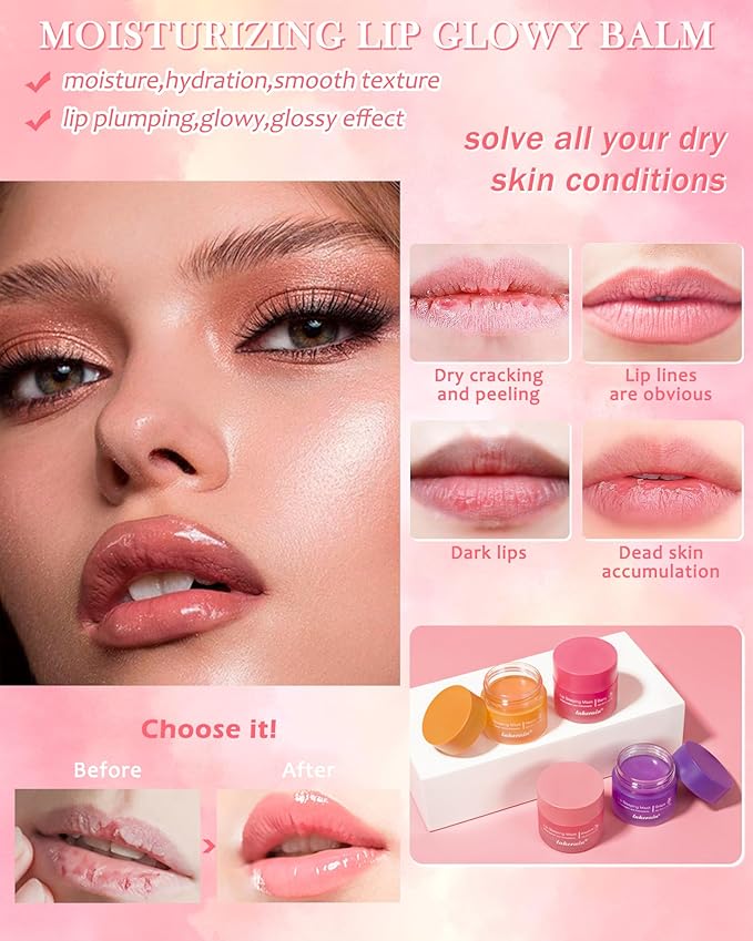 2Pcs Lip Glowy Balm & Lip Women-Grapefruit