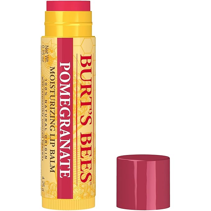 Burt's Bees Lip Balm, Pomegranate, Lip Moisturizer With Responsibly Sourced Beeswax, Tint-Free, Natural Conditioning Treatment, 1 Tube, 0.15 oz.