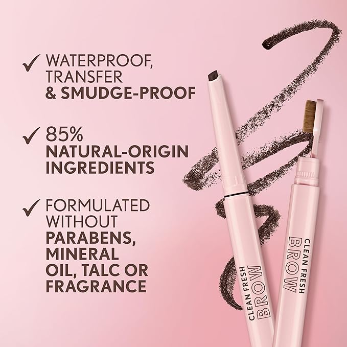 Covergirl Clean Fresh Brow Filler Pomade, 700 Black Brown, Eyebrow Pencil, Ultra-Precise Tip, Creamy Formula, Highly Pigmented, Soft Matte Finish, Vegan Formula, 0.007oz