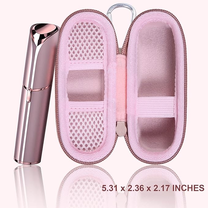 co2CREA Hard Case and Replacement Head Compatible with Finishing Touch Flawless Facial Hair Remover Electric Face Razor for Women (Rose Gold Case + Replacement Head)
