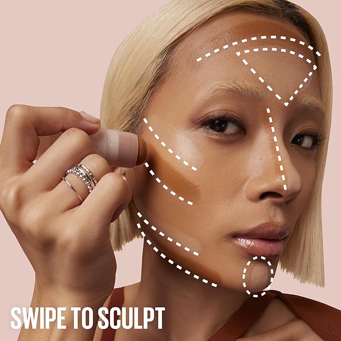 Maybelline Lifter Stix Multi-Use Face Stick - Contour, Bronzer, Concealer and Foundation Stick, All-In-One Creamy Face Makeup with Cranberry Seed Oil, 45, 1 Count