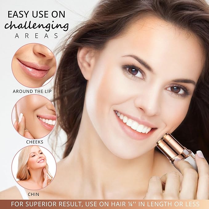 Facial Hair Removal for Women: Electric Hair Removal Device - Rechargeable Painless Face Razor for Chin Upper Lip Peach Fuzz with Light (White)